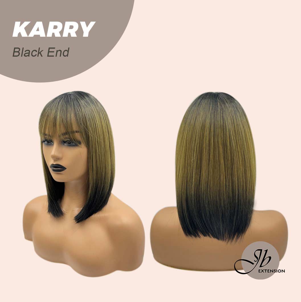 JBEXTENSION 13 Inches Bob Cut Short Straight Green With Black End Wig