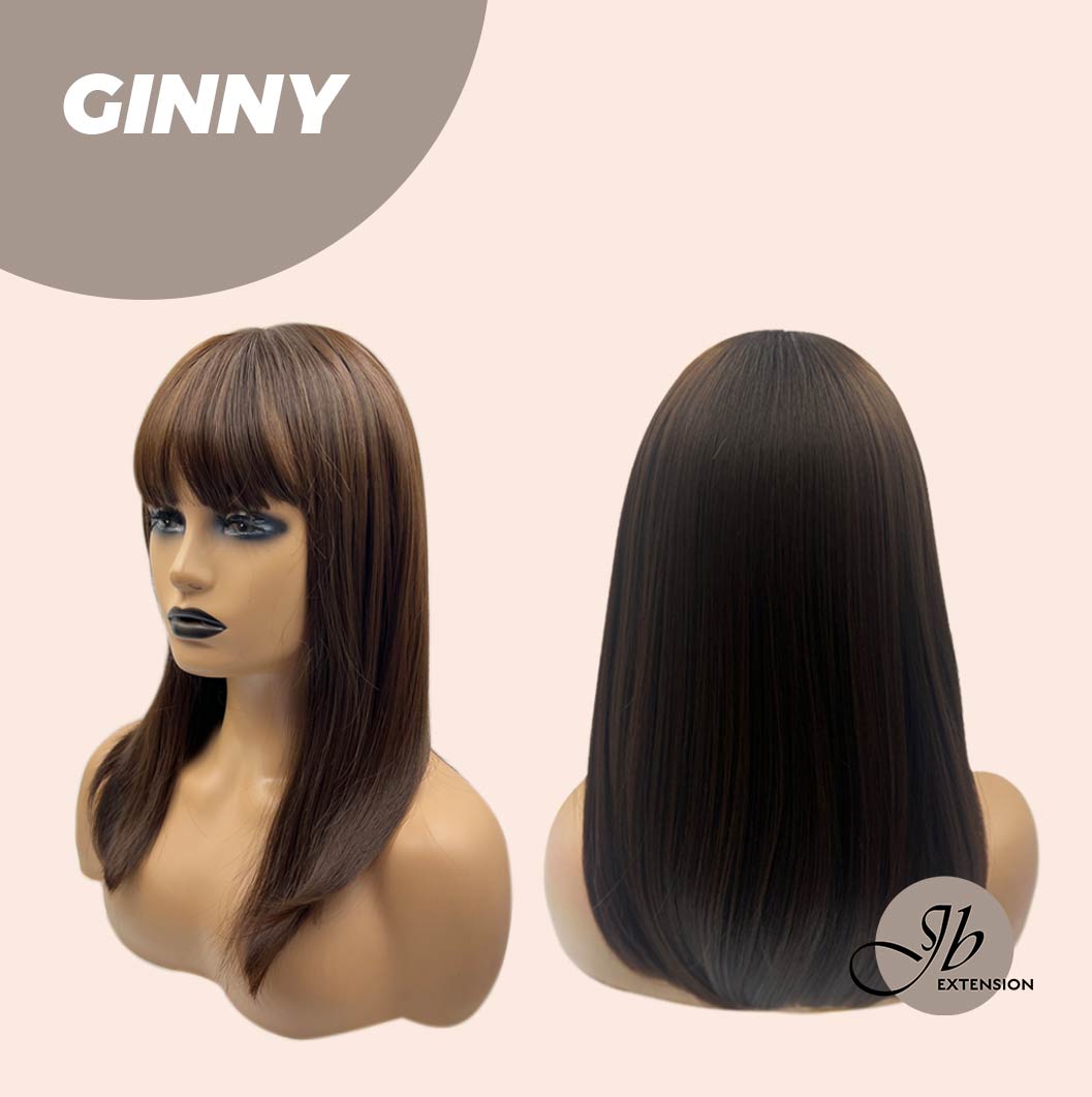 JBEXTENSION 17 Inches Straight Mix Brown Wig for Women GINNY JB EXTENSION