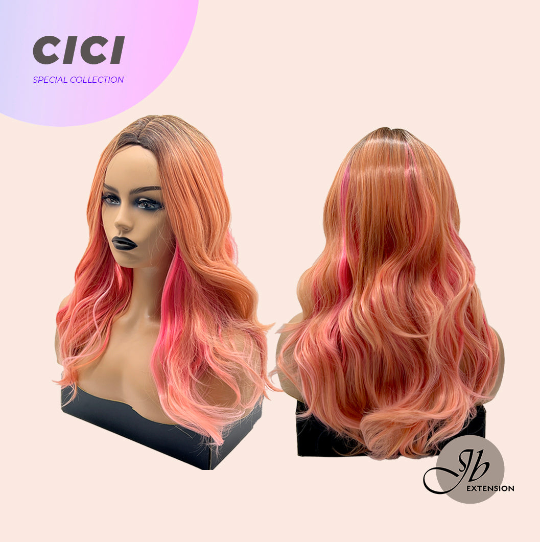 JBEXTENSION MULTICOLOUR CICI PINK ORANGE 22 INCHES CURLY WOMAN WIG JB