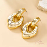 JBSELECTION Gold Plated Silver Post Leaves Chunky Hoop Earrings | Lightweight Drop Earrings for Women