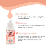 JBextension Lace Glue for Wigs, Wig Glue for Front Lace Wig Waterproof Super Hold Hair Glue for Weave, Invisible Hair Bonding Glue Extreme Hold for Hair Systems 38ml