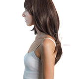 JBEXTENSION 24 Inches Wolf Cut Brown Women Wig With Bangs TASHA BROWN