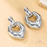 JBSELECTION Gold Plated Silver Post Leaves Chunky Hoop Earrings | Lightweight Drop Earrings for Women