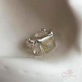 [PRE-ORDER] JBSELECTION Zircon Ring for Women, White Plated Zircon Open Adjustable Ring
