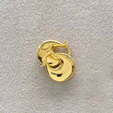 JBSELECTION Gold Plated Silver Post Chunky Hoops | Thick Lightweight Gold Hoop Earrings for Women