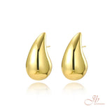 JBSELECTION Gold Plated Silver Post Teardrop Chunky Hoop Earrings | Lightweight Drop Earrings for Women