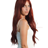 JBEXTENSION 26 Inches Copper Red Body Wave Wig With Bangs STEPH
