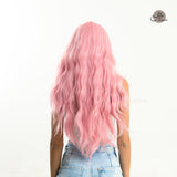 JBEXTENSION 28 Inches Long Body Wave Pink Wig With Bangs MAYA