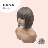 JBEXTENSION 10 Inches Short Bob Cut Brown Wig CATIA BROWN