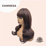 JBEXTENSION 22 Inches Nature Brown Curly Wig With Bangs VANESSA