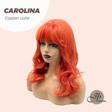 JBEXTENSION 18 Inches Copper Shoulder Length Women Curly Wig CAROLINA COOPER