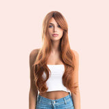 JBEXTENSION 26 Inches Curly Copper Fashion Wig With Bangs CICILIA