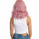 JBEXTENSION 14 Inches Pink Body Wave Wig With Bangs ADA