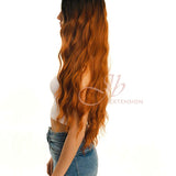 JBEXTENSION 30 Inches Long Body Wave Copper Color With Dark Root Frontlace Wig COCO