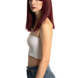 JBEXTENSION 14 Inches Bob Cut Red Straight Frontlace Wig With Bangs CALI