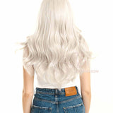 JBEXTENSION 26 Inches Long Curly White Grey Frontlace Wig SNOW