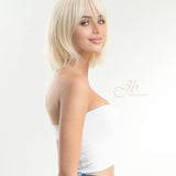 JBEXTENSION 10 Inches Bob Cut Light Blonde Wig With Bangs CAMILLA