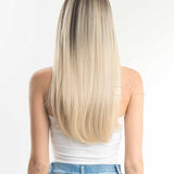 JBEXTENSION 22 Inches Nature Straight Ombre Blonde With Dark Root Wig With Bangs SARAH