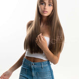 JBEXTENSION 24 Inches Nature Straight Ombre Light Brown Wig With Bangs LUCY