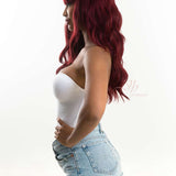 JBEXTENSION 22 Inches Red Body Wave Wig With Bangs ANITA