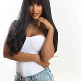 JBEXTENSION 24 Inches Black Curly Wig With Full Bangs ERICA