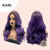 JBEXTENSION 24 Inch Curly Dark Purple With Brown Roots Woman Wig KARL