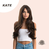 JBEXTENSION 24 Inches Curly Brown Women Fashion Wig With Bangs KATE