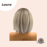 JBEXTENSION 12 Inches Straight Mix Blonde Wig With Bangs LAURA