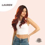 JBEXTENSION 26 Inches Ombre Red Curly Women Wig LAUREN
