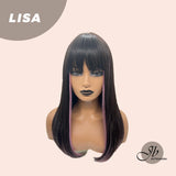 JBEXTENSION 20 Inches Black With Pink Highlight With Bangs Wig LISA BP