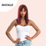 JBEXTENSION 14 Inches Red Color Straight Wig With Bangs NATALE