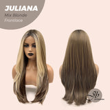 [PRE-ORDER]  JBEXTENSION 26 Inches Wolf Cut Brown With Blonde Highlight Frontlace Wig JULIANA MIX BLONDE