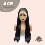 JBEXTENSION 28 Inches Natural Black Long Straight HD Transparent 360 Lace Front Wigs Pre-Plucked Hair Glueless 180% Density Full Lace Hair Wigs For Thinning Hair ACE NATURAL BLACK