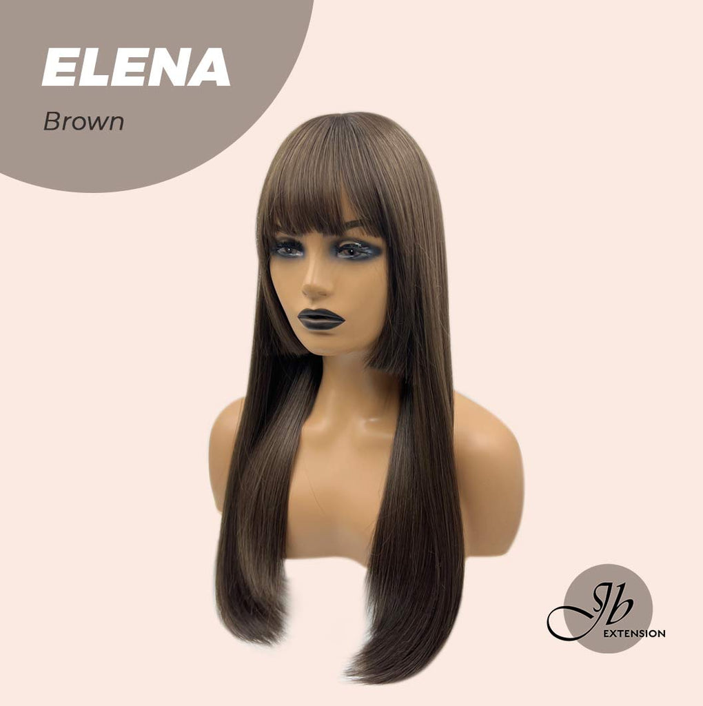 JBEXTENSION 22 INCHES STRAIGHT BROWN PRINCESSCUT WIG WITH FULL BANGS