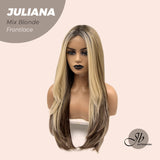 [PRE-ORDER]  JBEXTENSION 26 Inches Wolf Cut Brown With Blonde Highlight Frontlace Wig JULIANA MIX BLONDE