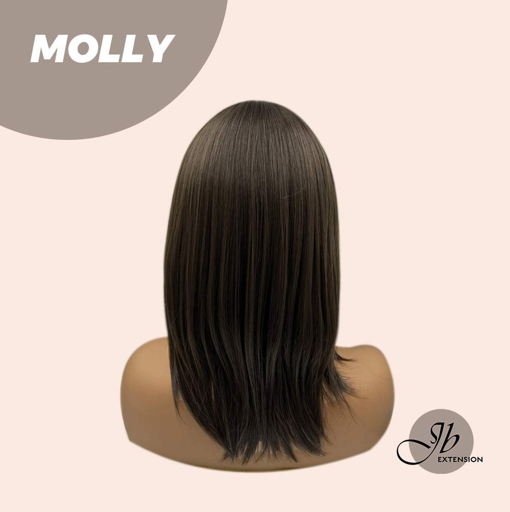 JBEXTENSION 14 INCHES COLD BROWN WIG WITH FULL BANGS MOLLY JB EXTENSION
