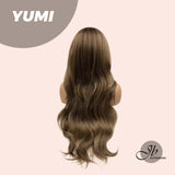 30 Inches Long Light Brown With Highlight Wig With Bangs YUMI