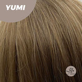 30 Inches Long Light Brown With Highlight Wig With Bangs YUMI