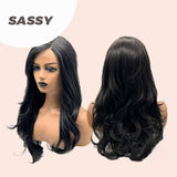 JBEXTENSION 24 Inches Black Curly Women Frontlace Wig SASSY