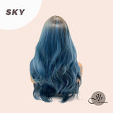 JBEXTENSION 24 Inches Ombre Blue Color Curly Women Wig SKY