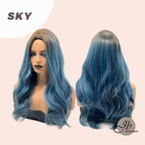 JBEXTENSION 24 Inches Ombre Blue Color Curly Women Wig SKY