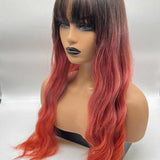 JBEXTENSION 24 Inches Body Wave Shatush Red Women Wig With Bangs DEBORA