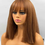 JBEXTENSION 16 Inches Straight Hair With Bangs Copper Colour Wig AURORA
