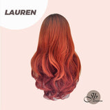 JBEXTENSION 26 Inches Ombre Red Curly Women Wig LAUREN