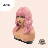 JBEXTENSION 14 Inches Pink Body Wave Wig With Bangs ADA