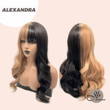 JBEXTENSION 22 Inches Curly Black And Blonde Fashion Wig ALEXANDRA （Halloween)
