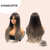 JBEXTENSION 30 Inches Straight Balayage Women Wig With Long Bangs CHARLOTTE