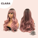 JBEXTENSION 26 Inches Body Wave Ombre Pink Wig With Bangs CLARA