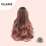 JBEXTENSION 26 Inches Body Wave Ombre Pink Wig With Bangs CLARA