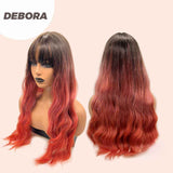 JBEXTENSION 24 Inches Body Wave Shatush Red Women Wig With Bangs DEBORA